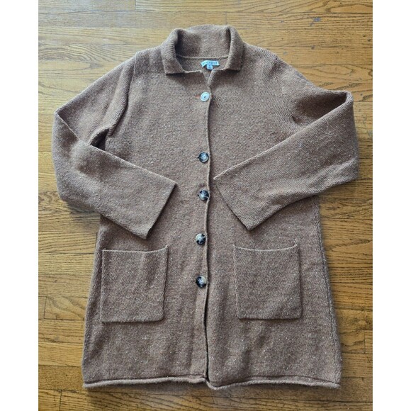 J. Crew Mercantile Womens XL Brown Lambs Wool Button Front Long Sweater Preppy - Picture 1 of 8
